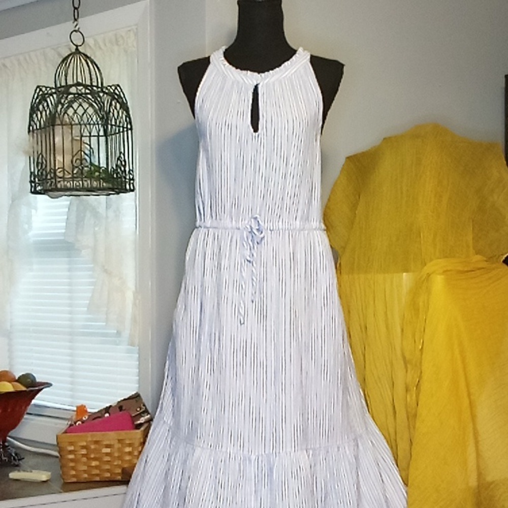 3/$25 Blue & White Striped Halter Dress Or Lounge Wear Size XXL 20